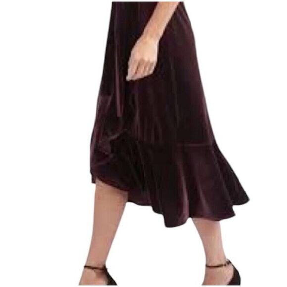 Gap Velvet Wrap Midi Skirt Size Small Vamp Red Tie Waist Ruffle‎ Elastic Waist - Picture 5 of 15